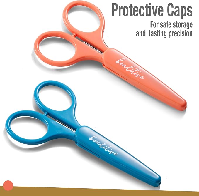 High Precision Detail Scissors Set (2-Pc) Sharp, Fine Tips | Paper Cutting, Scrapbooking, Sewing, Crafting | Stainless Steel | Protective Cover (Mid Century)