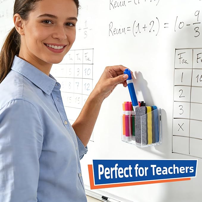 Magnetic Pen Holder, Acrylic Dry Erase Marker Holder (Pack of 2)