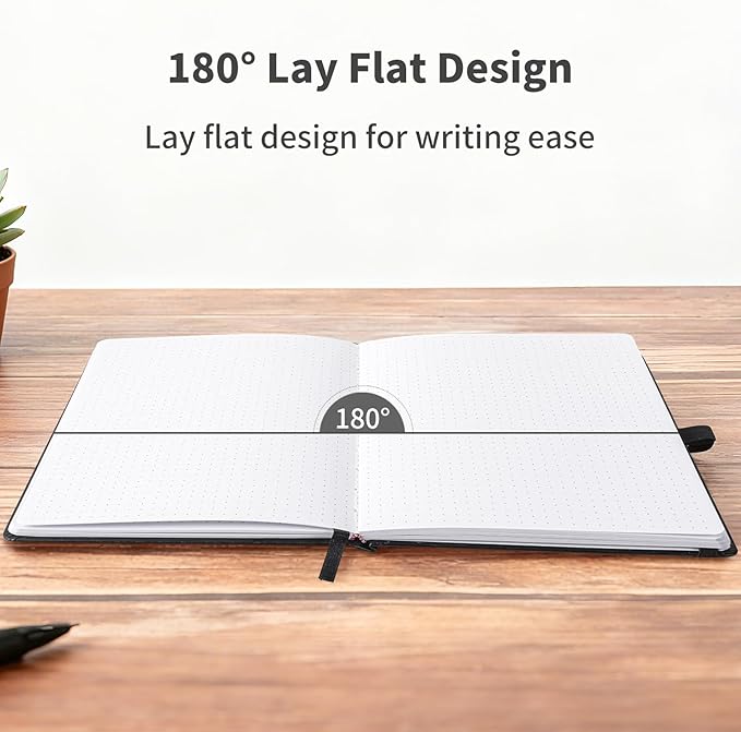Heture Hardcover Dotted Notebooks, A5 Dotted Journal Notebook for Writing 160 Pages, 8.2 x 5.5 inch, Classic Dotted Notebooks for College/Work/Travel(Blue 3 Pack)