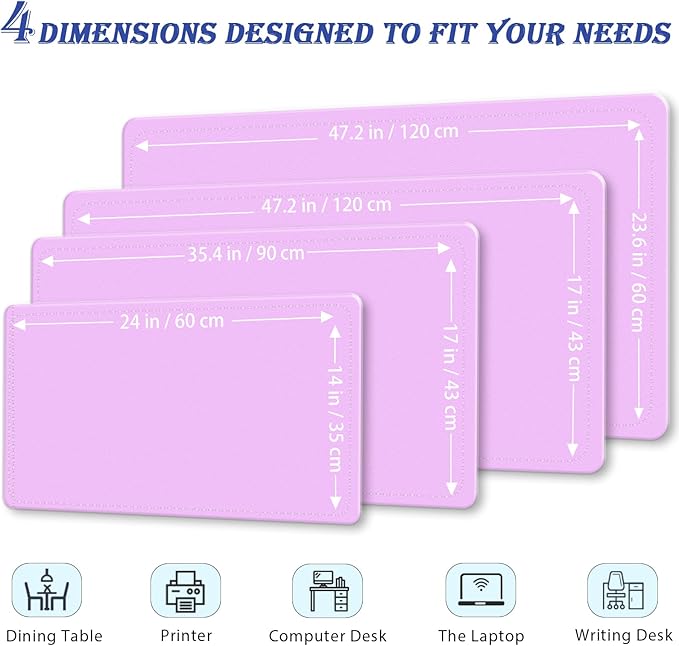 Large Desk Mat 35.4" x 17", PU Leather Desk Pad Protector, Non-Slip Large Mouse Pad for Desk, Waterproof Computer Desk Mat, Office Desk Pad for Keyboard Mouse (Violet)