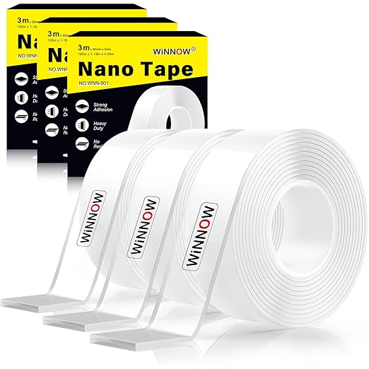 WINNOW 3 Pack Double Sided Tape for Walls - Professional Pack for Workshops, 1.2" x 120" Office & Small Business，Mounting Tape for Professional Use, Household Support Combination Set