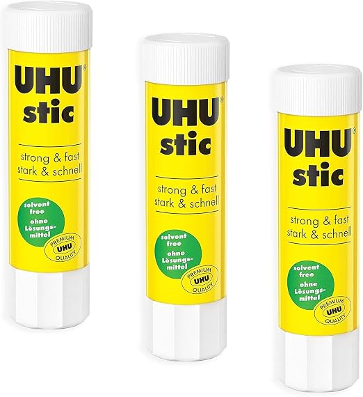 UHU Stic Glue Stick - Solvent Free - Clear Application - 8G - Pack of 3