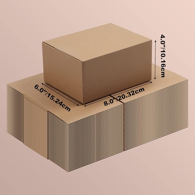 EdenseeLake 40 Pack 8x6x4 inches Shipping Boxes Small Cardboard Boxes for Packing, Moving, Mailing, Brown