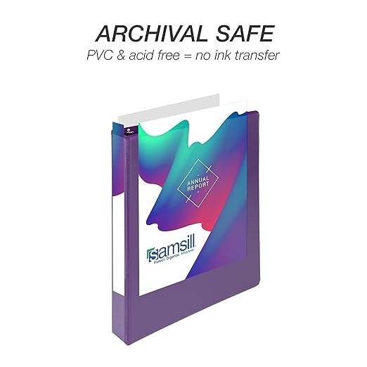 Samsill Durable 1 inch 3 Ring Binder, D Ring Binder, 100% Recycled Chipboard, Purple, 12 Pack