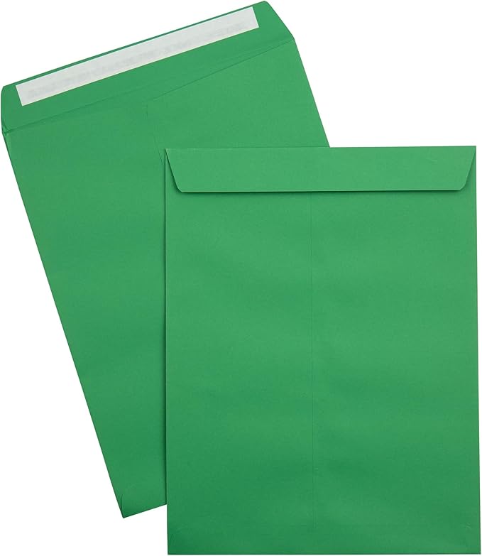 LUXPaper 9 x 12 Open End Envelopes | Peel & Press | Holiday Green | 80lb. Text | 500 Qty