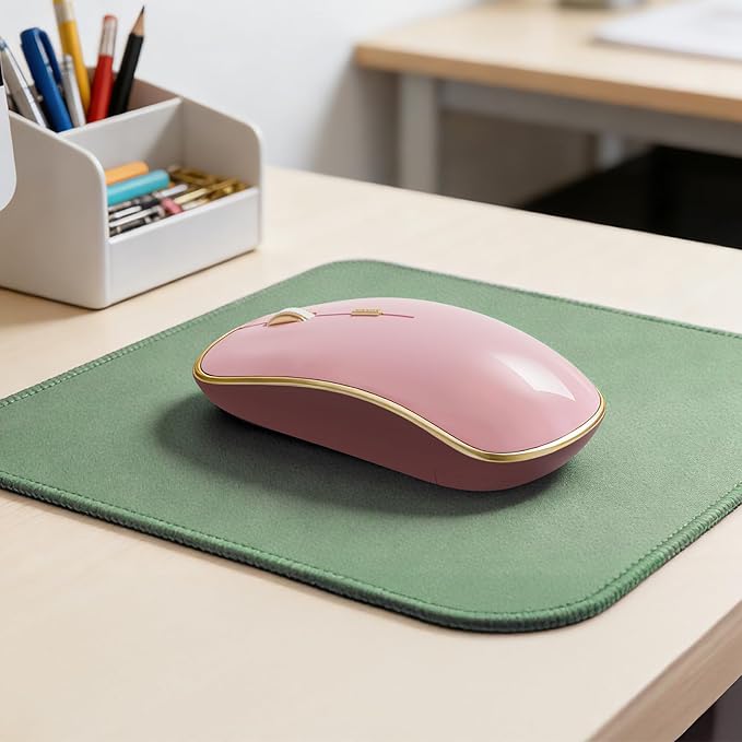 JOYACCESS Wireless Mouse for Laptop - Ultra Thin, Silent, 2400 DPI Portable Optical Mouse for Laptop,Computer,MacBook,Windows, Chromebook, PC - Pink
