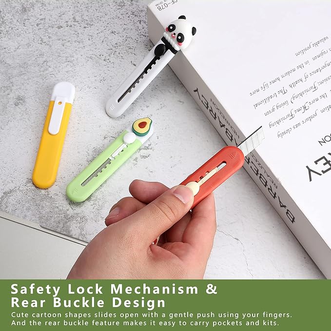 6 Pack Box Cutter Retractable, Sharp Utility Knife Retractable, Cute Box Cutters for Office, Home, Arts Crafts, Cartons, Cardboard, Paper