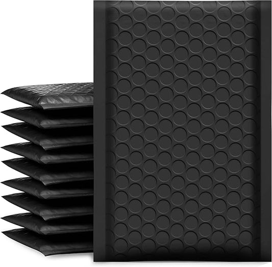 UCGOU Bubble Mailers 3.5x6.5 Inch Black 50 Pack Padded Envelopes Usable Size 3.5x5 Small Business Mailing Packages Self Seal Adhesive Waterproof Boutique Shipping Bag for Jewelry Makeup Supplies