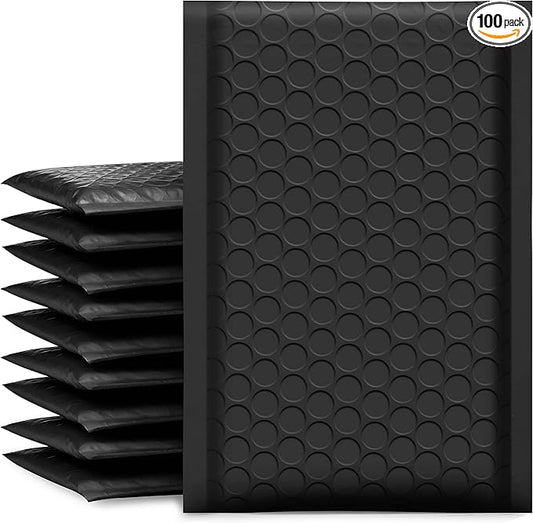UCGOU Bubble Mailers 4x8 Inch Black 100 Pack Poly Padded Envelopes Small Business Mailing Packages Opaque Self Seal Boutique Shipping Bags Bubble Mailer