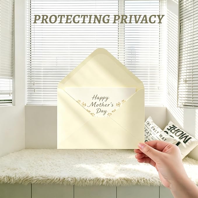 A2 Cream Envelopes Thick 4.375"x5.75" Invitation Envelopes 30pk | 150GSM Protecting Privacy,V-Flap,for 4x5 Photos,Cards,Wedding Graduation Birthday,Announcements,Baby Shower,with Stickers