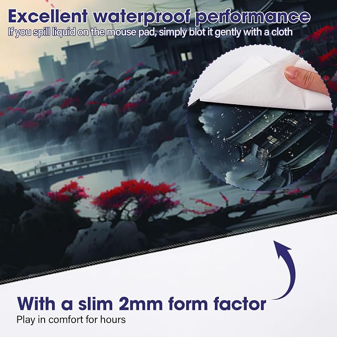 Professional Extended Gaming Mouse Pad - 31.5" x 15.7" Large Desk Mat with Stitched Edges, Waterproof Coating Non-Slip Rubber Base for Gamers Esports Pros Office Home, Moon01