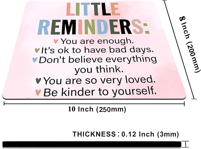 Pink Mouse Pads for Desk,Cute Little Reminders Unique Design Computer Mousepad with Non-Slip Rubber Base for Women,Desk Pad Mousepads Computer Mouse Pads Laptop Wireless Mouse