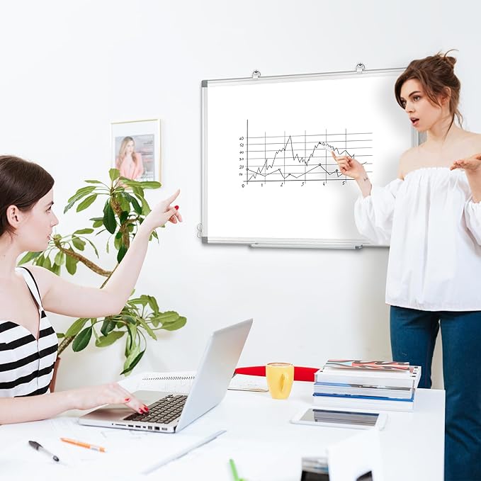 Double-Sided Magnetic White Board, 20"x30" Dry Erase Whiteboard for Wall with Aluminum Frame Presentation Board for School, Office and Home