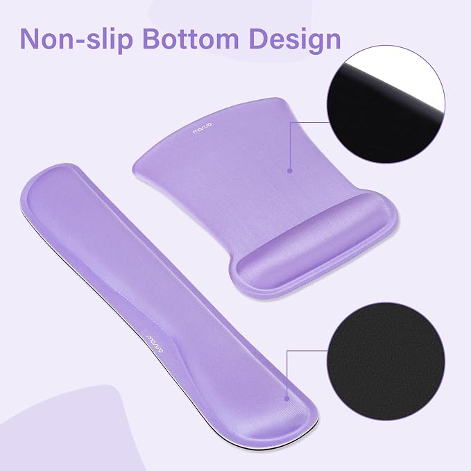 MOSISO Keyboard Mouse Pad Set, Large Gaming Mousepad&Keyboard Wrist Rest | Mouse Wrist Rest&Coaster, Ergonomic Non-Slip Mousepad&Easy Typing Cushion with Memory Foam for Home Office, Purple