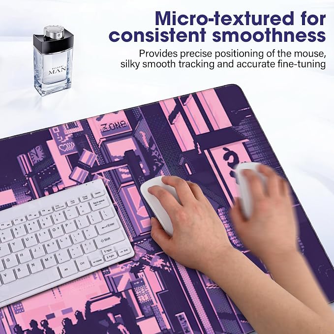 Large Extended Mouse Pad with Stitched Edges 35.4"x15.7" - Waterproof Desk Mat, Non-Slip Rubber Base for All-Desk Coverage, Perfect for Gaming Office Home, Street