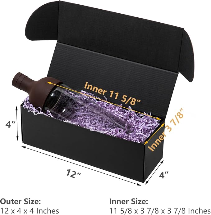 Timirog Black Shippping Boxes 12x4x4 Inches 25 Pack Corrugated Cardboard | Mailing Box for Small Business, Tab Locking Literature Mailer Packaging Supplies for Packing Gifts Craft Wines Flowers