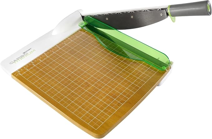 Westcott 16717 12-Inch CarboTitanium Wood Base Guillotine Paper Cutter, Multi-Paper Trimmer with 30 Sheet Capacity