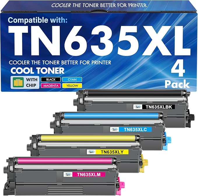 TN635XL TN635 Toner Cartridge Set for Brother MFC-L8930CDW MFC-L8730CDW Ink | Compatible for Brother TN 635XL TN-635XL TN635XXL HL-L8430CDW HL-L8570CDW MFC-L8970CDW HL-L8430CDWT Printer High Yield 4 Pack