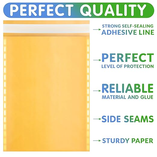 Kraft Bubble Mailers 14.25 x 19 Inch Yellow, Padded Envelopes Self Seal, Pack of 100, Bubble Lined Kraft Paper Mailing Envelopes for Shipping