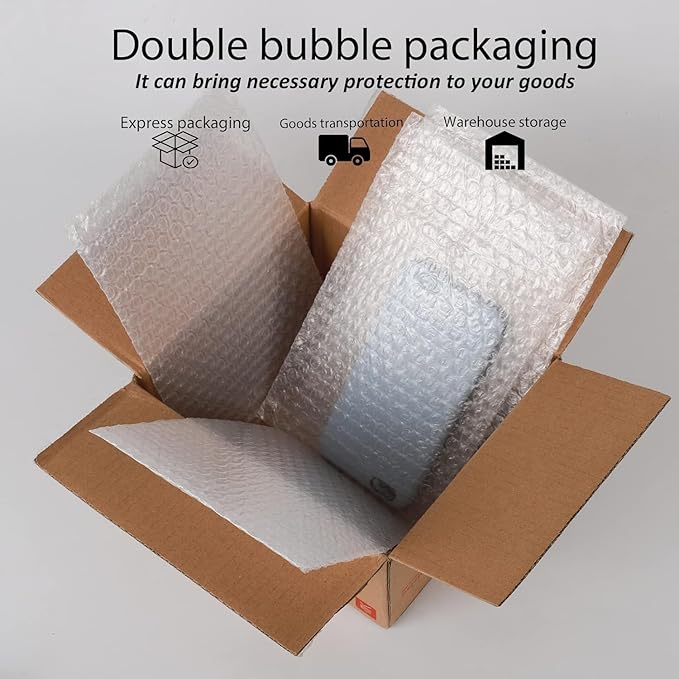 6''x10'' Bubble Pouch Bags, 50Pcs Clear Bubble Pouches Wrap for Shipping, Double Walled Cushioning Bags for Cushioning, Packing, Moving and Storage Fragile China Dishes Electronic Item