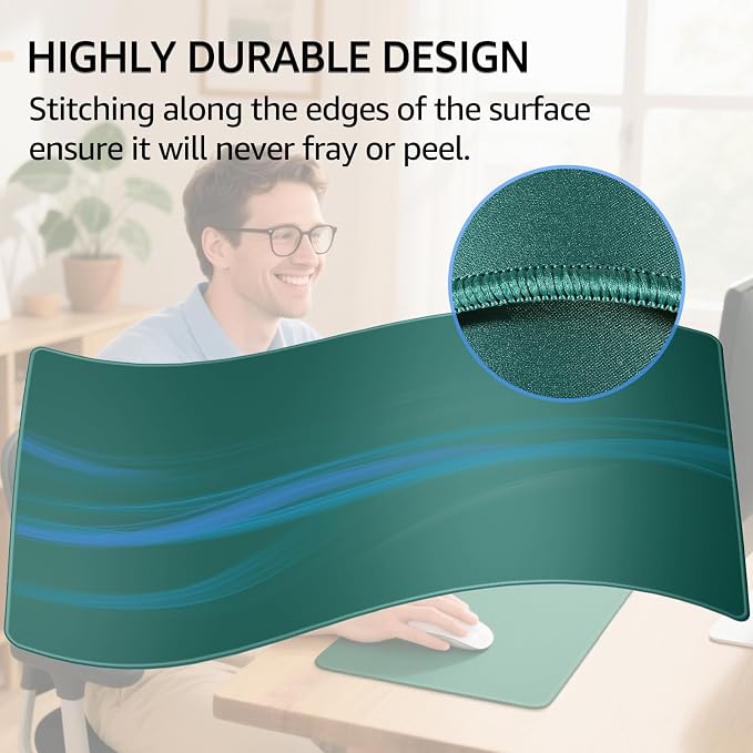 KTRIO Large Gaming Mouse Pad, Desk Mat, 31.5 x 15.7 in, Forest Green, XXL | Smooth Micro-Weave Surface, Artistic Pattern Design, Non-Slip Rubber Base, Durable Stitched Edges, Office & Home Use