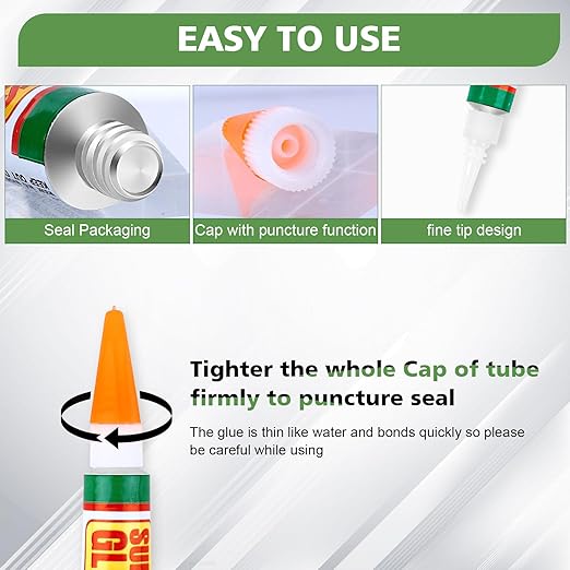 48 X 3g Super Glue Clear, Strong Adhesive,Super Glue Fast Drying Cyanoacrylate Glue for Wood,Rubber,Leather, Plastic, Metal, Rhinestone Jewelry, DIY Crafts and More