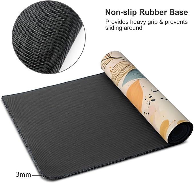 35.4 x 15.7 in, XXL Large Mouse Pad for Desk, Extended Keyboard Mouse Mat for Computer Office, Big Mouse pad with Stitched Edges, Gaming Pc-Boho Leaves