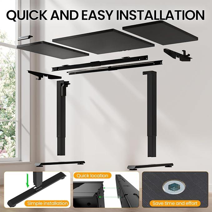 Veken 63" x 28" Super Large Standing Desk, Conference Room Tables, Black | Height Adjustable Electric Computer Desk, Sit to Stand Up, Modern Workstation for Home Office, Writing, Gaming Study