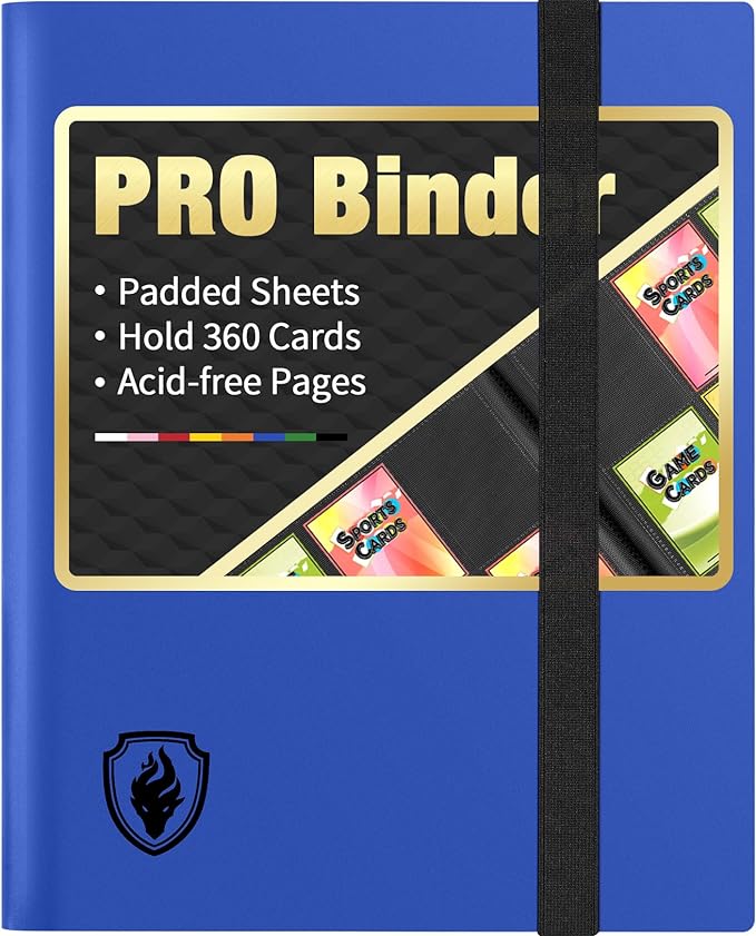 Heavy Duty Card Binder, Fabmaker 9 Pocket Trading Card Binder for 360 Cards | Sleek Side-Loading Card Album, Sturdy Card Collection Folder for Game Cards, Sport Cards, Blue