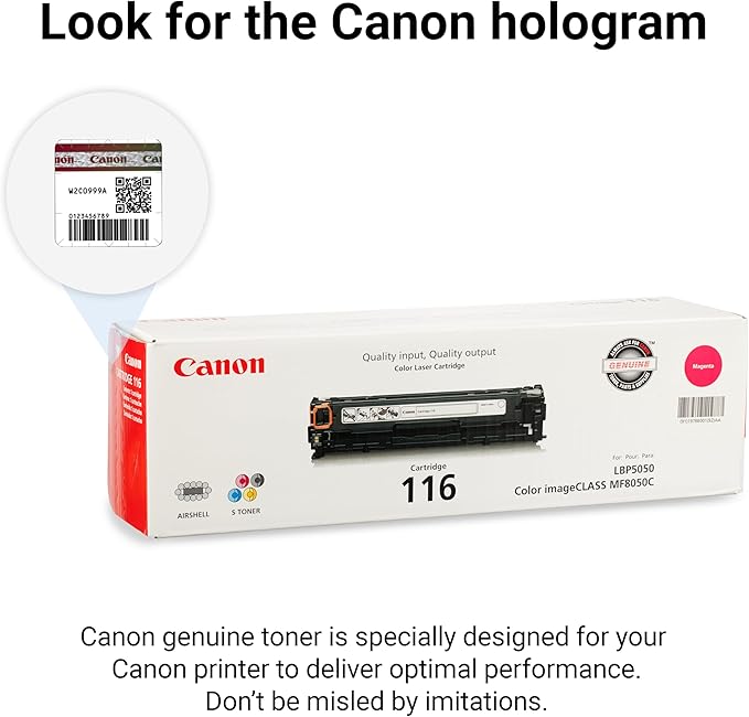 Canon Genuine 116 Magenta Toner Cartridge Compatible with MF8050Cn, MF8080Cw