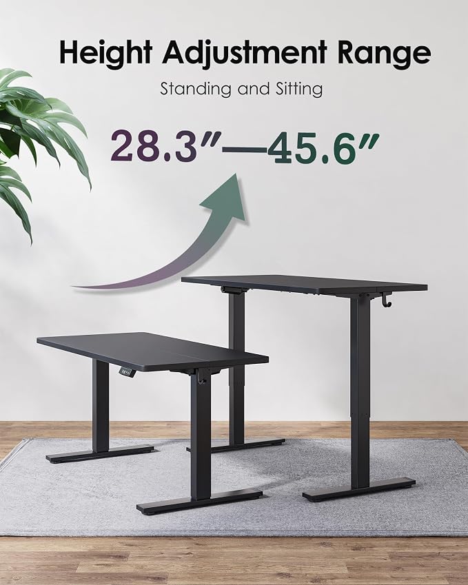TIQLAB Height Adjustable Electric Standing Desk, 40 x 24 inch, Sit Stand Up Desk, Splice Board, Computer Home Office Desk, Black Top