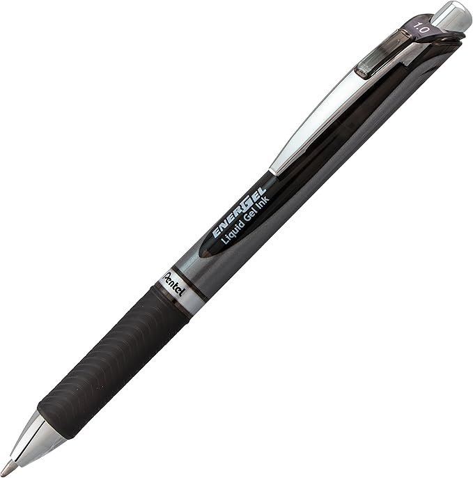 Pentel Energel RTX Retractable Liquid Gel Pen, Bold Line, Metal Tip, Black Ink Pack of 2 (BL80BP2A)