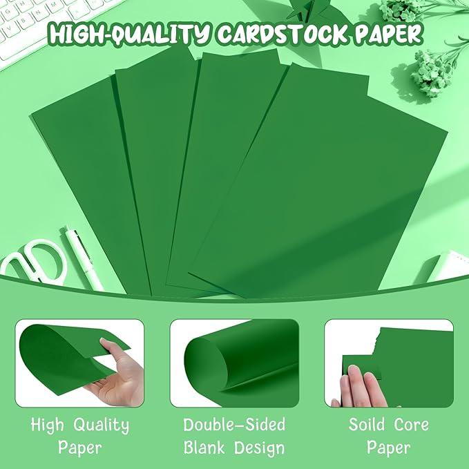 Dark Green Cardstock Paper 8.5 x 11, 40 Sheets Cardstock Printer Paper 8.5x11, Green Card Stock Paper 8.5 x 11, 200 GSM Dark Green Construction Paper for DIY Cards, Greeting Cards, Party Decorations