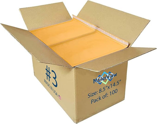 Kraft Bubble Mailers 8.5x14.5 inch #3 | Self Seal Padded Envelopes | Cushioned Bubble Mailer | Usable Size 8.5x13.5 | Lightweight mailing Shipping Bags | 100 Pack Bulk | Made in USA
