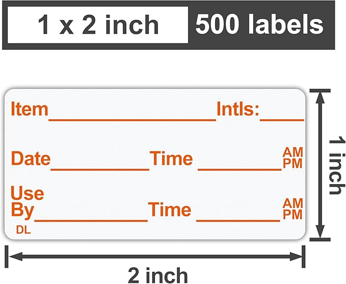L LIKED 500 Stickers Use by 1 x 2 Inch Dissolvable Food Storage Labels for Containers Prep roll of 500 (Red) (Pack of 2)
