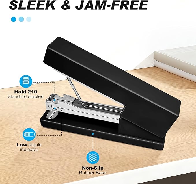 Office Desktop Stapler - 25 Sheet Capacity with 830 Staples and Staple Remover,Staplers for Desk,Non-Slip for School, Home, Black