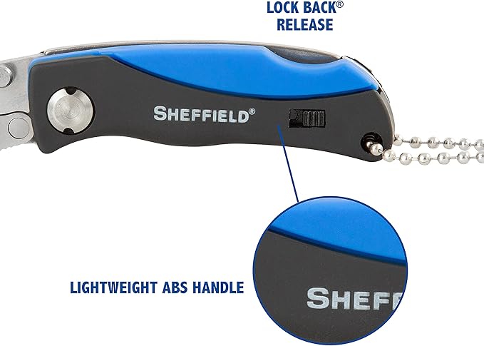 Sheffield Mini Box Cutter, Mini Utility Knife Aluminum Handle, Accepts Mini Utility Blades, Keychain Knife for Home, Office, Trades, and Warehouse