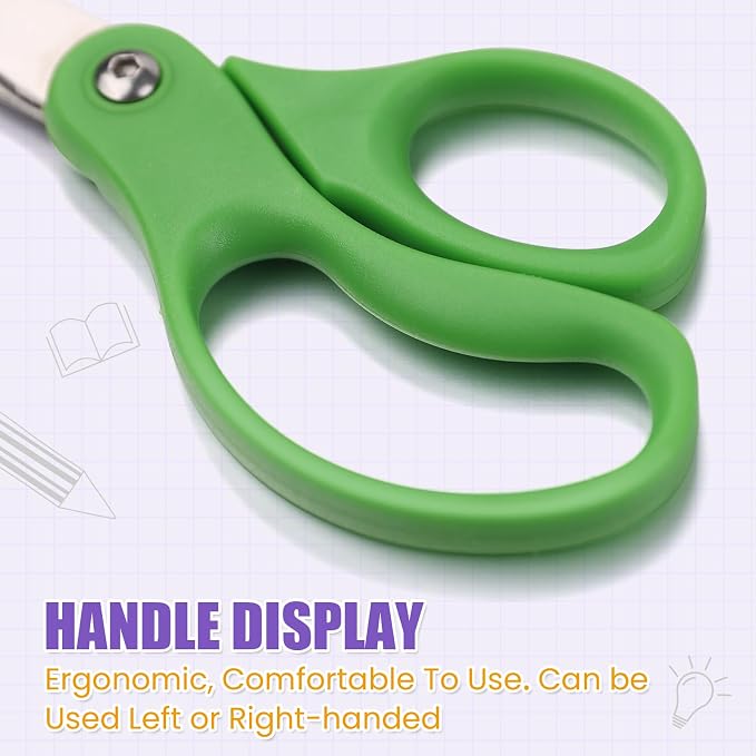 BURVAGY 48 Pack 5" Kids Scissors Safety Children Small Scissors for School | 5 Inch Kid Scissors Bulk Blunt Round Tip Scissors Children Student Scissors for Classroom Kindergarten Age 5-8 Comfort Grip