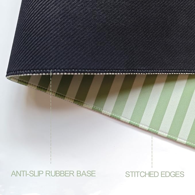 Green Striped Desk Mat Cute Pastel XXL Large Gaming Mouse Pad Desk Pad Kawaii Aesthetic Home Office Decor Cozy Keyboard Laptop Computer Mat