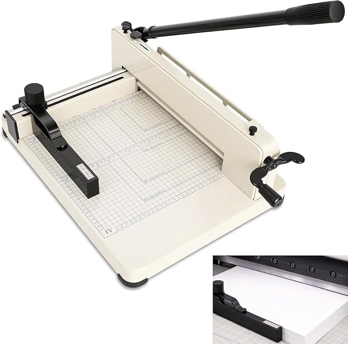 400 Sheet Heavy Duty Paper Cutter with HSS Blade, Industrial Paper Trimmer | Commercial Paper Cutter with Steel Base, Dual Safety Lock and Protective Cover for Print Shops, Schools, Offices and Crafts