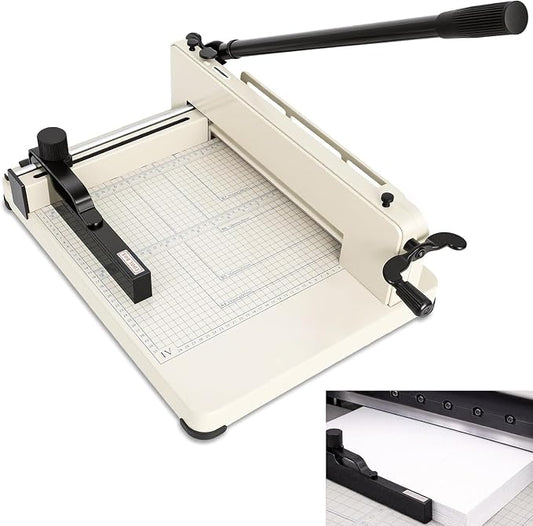 400 Sheet Heavy Duty Paper Cutter with HSS Blade, Industrial Paper Trimmer | Commercial Paper Cutter with Steel Base, Dual Safety Lock and Protective Cover for Print Shops, Schools, Offices and Crafts