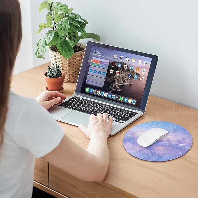 Round Mouse pad, high-end Texture, Sewn Edge Design, Anti-Slip Rubber Base. 8.6 x 8.6 inches (Phantom Purple)