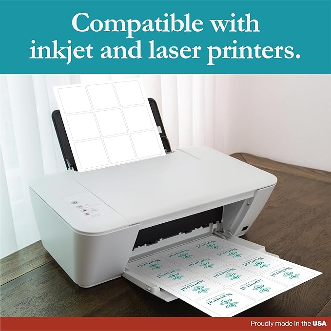 Premium Label Supply White Sticker Square Labels – 2.5" x 2.5" – Laser/Inkjet Compatible – (12 per Sheet), 1000 Sheets – 12,000 Total Adhesive Labels