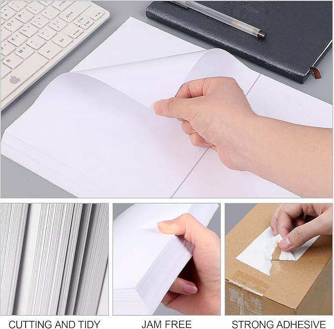 (1000 Labels/500 Sheets)Labelebal Half Sheet Self Adhesive Shipping Labels for Laser & Inkjet Printers, 8.5" x 5.5" Shipping Mailing Labels, 2 Per Page Shipping Labels, 5 1/2 x 8 1/2 Half Sheet Labels