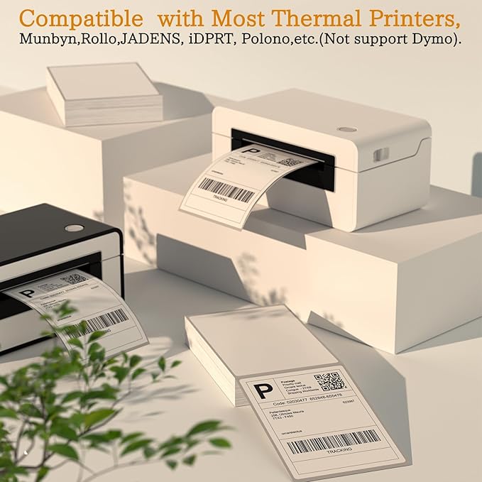 4 x 6 Fanfold Thermal Shipping Labels, 100 Labels Thermal Shipping Labels for FedEx Shipping Label, Compatible with JADENS,iDPRT, Munbyn Printers.