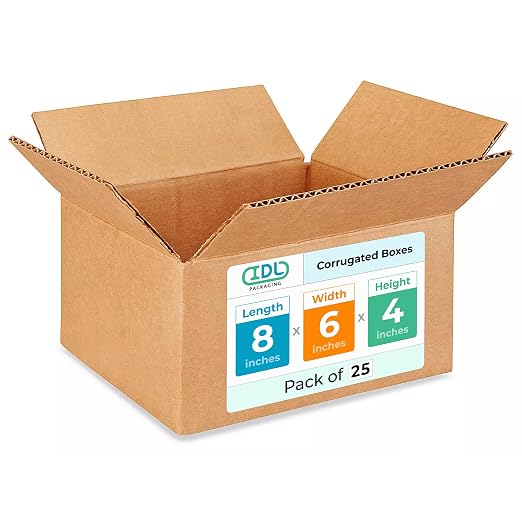 Small Moving & Shipping Boxes 8"L x 6"W x 4"H (25-Pack) - Extra Strength 200 lb vs Regular - Corrugated Boxes for Packaging Moving Stuff - Corrugated Box - Square Cardboard Box by IDL Packaging | Extra Strength 200 lb vs Regular - Corrugated Boxes for ...