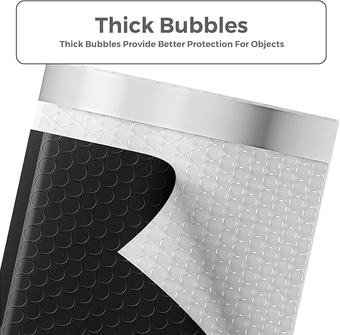 Metronic Bubble Mailer 8.5X12 Inch Black 100 Pack,Waterproof Padded Envelopes,Self-Seal Bubble Mailers Cushioning Bubble Envelopes for Shipping,Jewelry Makeup Supplies, Packaging Bulk