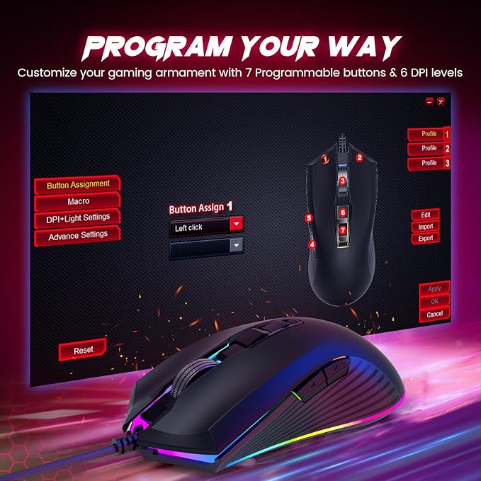 Wired Gaming Keyboard and Mouse Combo, 104 Keys All-Metal Panel Rainbow Computer Keyboard with Multimedia Keys Wrist Rest and LED Backlit Gaming Mouse 4200 DPI for Windows PC Gamers (Black)