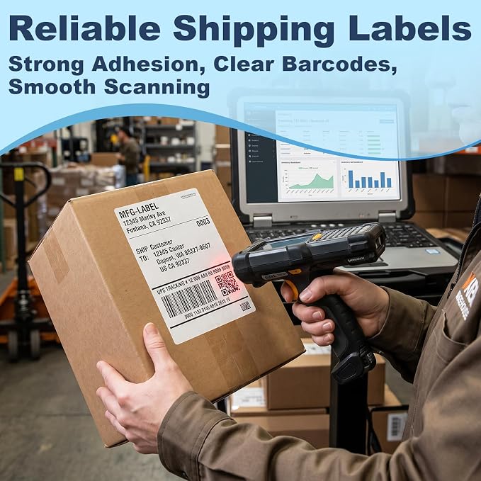 Shipping Labels 8.5" x 5.5" Half Sheet Printable Sticker Paper for Inkjet Printer, Mailing, Shipping, Organizing, 5 1/2 x 8 1/2 Half Page Labels (100 Sheets)