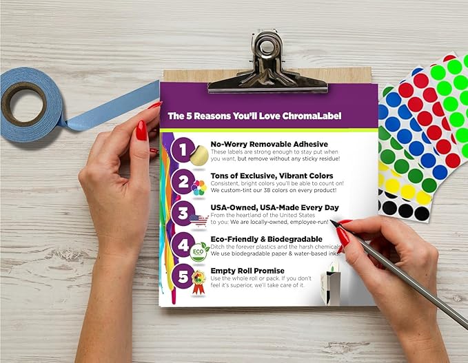 Removable Labels, 1/2 Inch Lavender Dots, 1000/Box | Round Removable Stickers with Writable Paper for Offices, Classrooms, Inventory and Medical Files. Made in USA